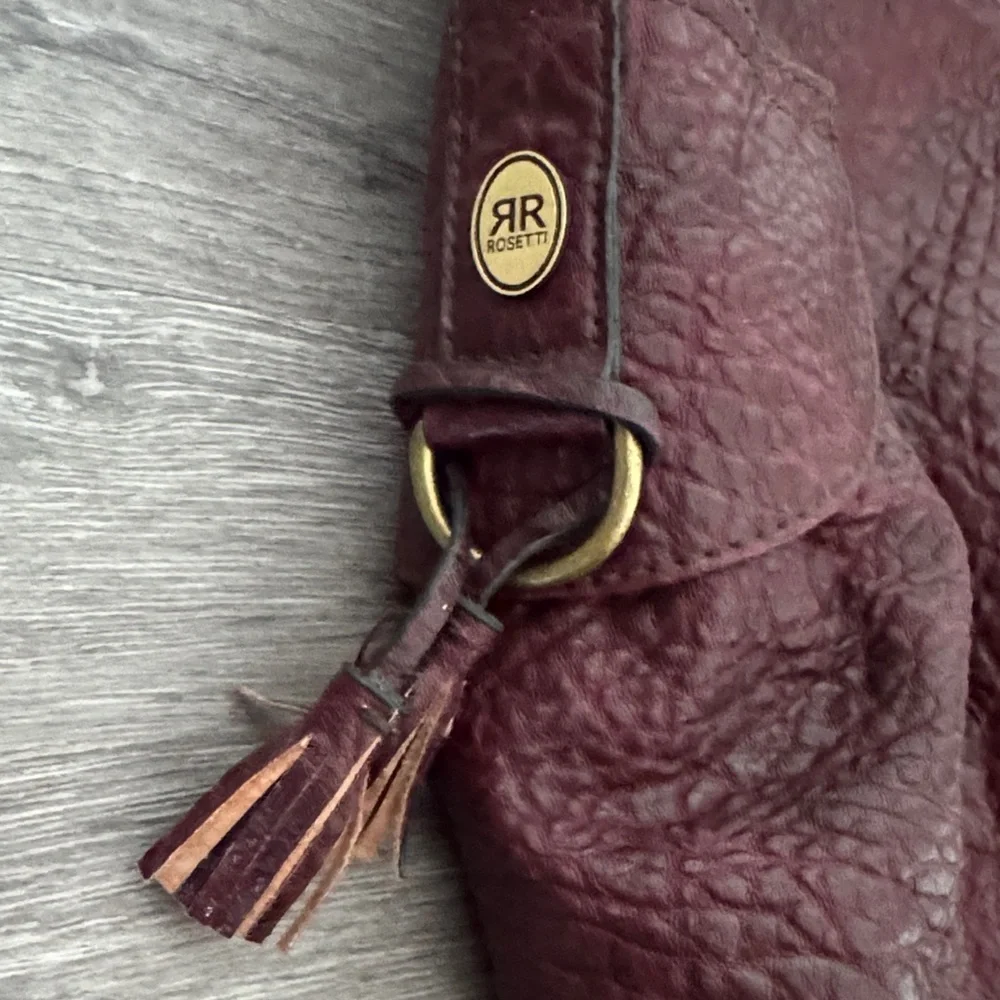 Burgundy Faux Leather Hobo Bag